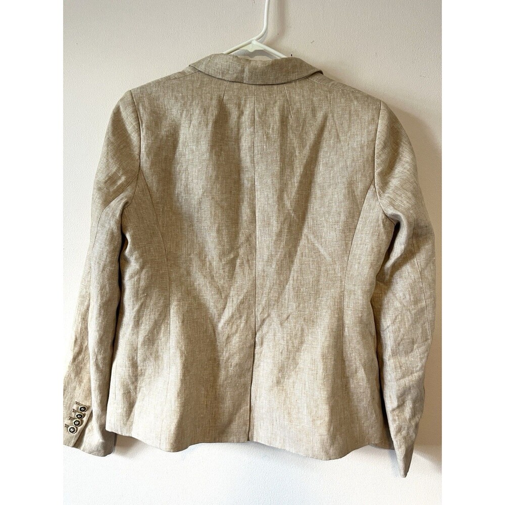 J.Crew Campbell Linen Blazer Jacket Nautical Buttons Tan Beige Women's 12 - Picture 8 of 8
